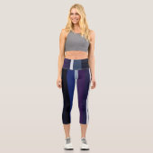 Leggings Capri Bleu et pourpre Abstrait rayures (Recto)