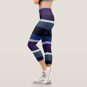 Leggings Capri Bleu et pourpre Abstrait rayures