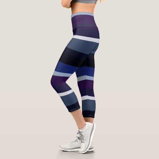 Leggings Capri Bleu et pourpre Abstrait rayures (Gauche)