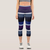 Leggings Capri Bleu et pourpre Abstrait rayures (Recto)