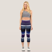 Leggings Capri Bleu et pourpre Abstrait rayures (Recto)