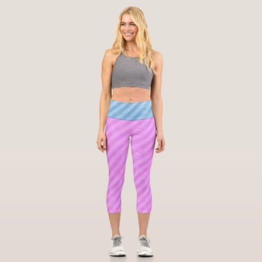 Leggings Capri Bleu et rose (Recto)