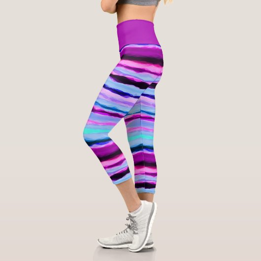 Leggings Capri Bleu et rose Abstrait (Gauche)