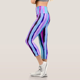 Leggings Capri Bleu et rose Abstrait