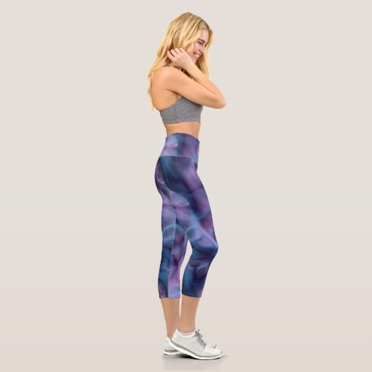 Leggings Capri Bleu et Violet Abstrait (Droite)