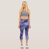 Leggings Capri Bleu et Violet Abstrait (Recto)