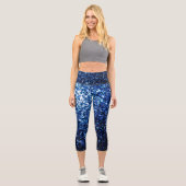 Leggings Capri Bleu foncé brillant faux parties scintillant scint (Recto)