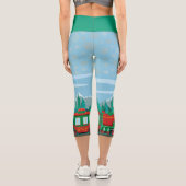 Leggings Capri Bleu glacé avec flocons de neige dorés (Verso)