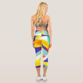 Leggings Capri Bleu jaune ciblé Art Abstrait (Verso)