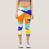 Leggings Capri Bleu jaune ciblé Art Abstrait (Recto)