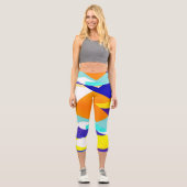 Leggings Capri Bleu jaune ciblé Art Abstrait (Recto)
