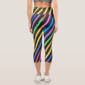 Leggings Capri Bleu jaune violet Bleu noir rayures trippées (Verso)
