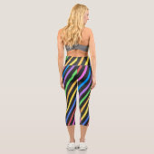 Leggings Capri Bleu jaune violet Bleu noir rayures trippées (Verso)