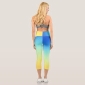 Leggings Capri Bleu magnifique à jaune dégradé (Verso)