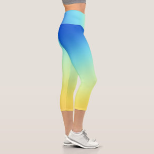 Leggings Capri Bleu magnifique à jaune dégradé
