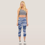 Leggings Capri Bleu Marbre Agate Parties scintillant or<br><div class="desc">Aquarelle bleu Indigo agate marbre design avec faux détail parties scintillant or.</div>