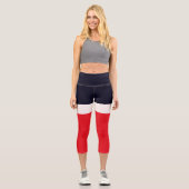 Leggings Capri Bleu Marine Avec Rouge (Recto)