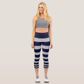 Leggings Capri bleu marine moderne et gris clair rayé (Recto)
