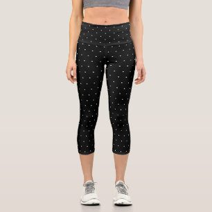 Leggings Capri Bleu noir blanc minuscule pois chic motif