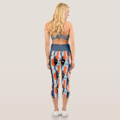 Leggings Capri Bleu orange brosses Motif Abstrait (Verso)