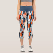 Leggings Capri Bleu orange brosses Motif Abstrait (Recto)
