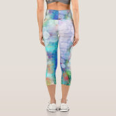 Leggings Capri Bleu, orange, Jaune, Blanc Art Abstrait (Verso)