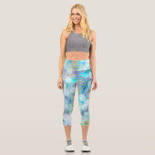 Leggings Capri Bleu, orange, Jaune, Blanc Art Abstrait (Recto)