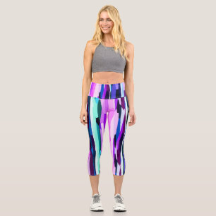 Leggings Capri Bleu, rose et bleu Abstrait