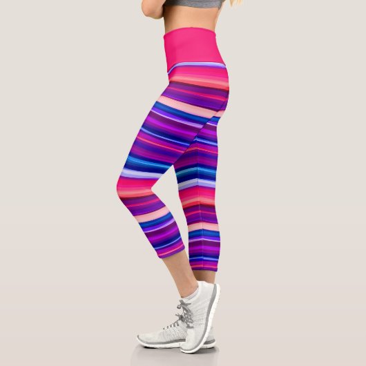 Leggings Capri Bleu, rose et bleu Abstrait (Gauche)