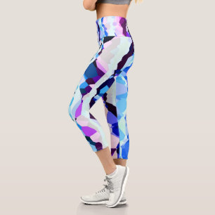 Leggings Capri Bleu, rose et bleu Abstrait