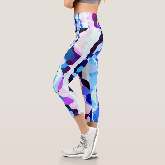 Leggings Capri Bleu, rose et bleu Abstrait (Gauche)
