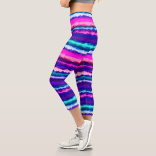 Leggings Capri Bleu, rose et bleu Abstrait