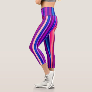 Leggings Capri Bleu, rose et bleu Abstrait