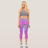 Leggings Capri Bleu rose et violet cool Artsy Dahlia Bloom (Recto)