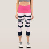 Leggings Capri Bleu rose rayé (Recto)