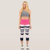 Leggings Capri Bleu rose rayé (Recto)