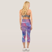 Leggings Capri Bleu rose violet Abstrait à haut taille Capris (Verso)