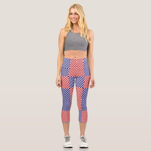Leggings Capri Bleu rouge diagonal (Recto)