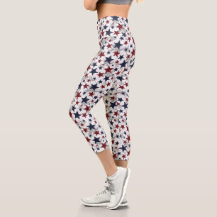 Leggings Capri Bleu rouge étoile des États-Unis Motif tourment