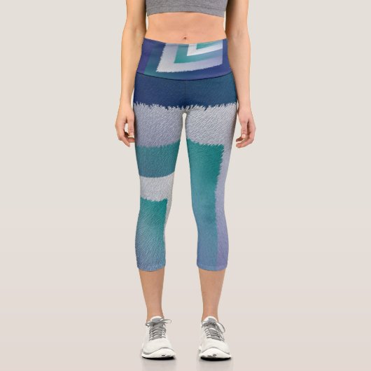 Leggings Capri bleu turquoise gris ex pastel (Recto)