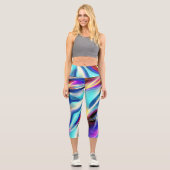 Leggings Capri Bleu Turquoise rose Jaune Blanc Vave Abstraction (Recto)
