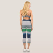 Leggings Capri Bleu vert Abstrait rayures (Verso)