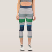 Leggings Capri Bleu vert Abstrait rayures (Recto)