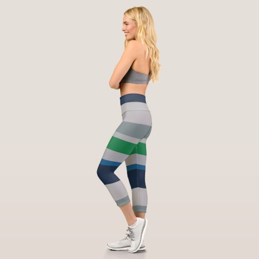 Leggings Capri Bleu vert Abstrait rayures (Gauche)