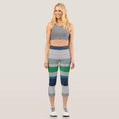 Leggings Capri Bleu vert Abstrait rayures (Recto)