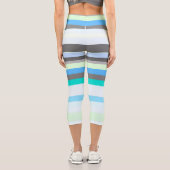 Leggings Capri Bleu, vert et gris Abstrait rayures (Verso)