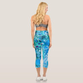 Leggings Capri Bleu vert Marbre numérique Fluide Art (Verso)