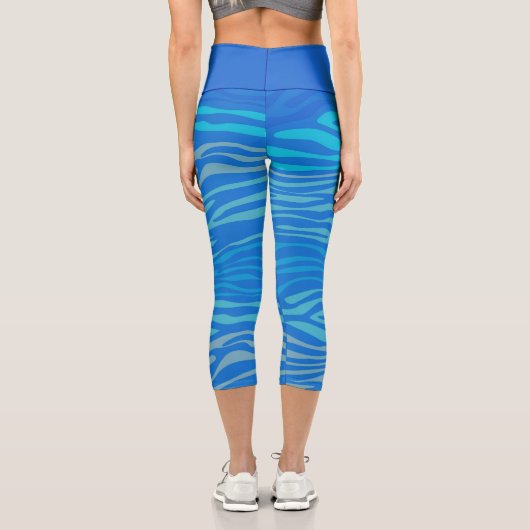 Leggings Capri Bleu zèbre rayures (Verso)