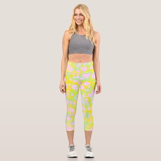 Leggings Capri Blobs roses (Recto)