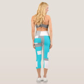 Leggings Capri blocs turquoise, gris et blanc (Verso)